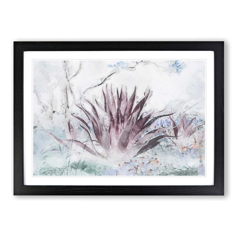 Wild Aloe Vera Succulent in Abstract - Picture Frame Graphic Art Print, 50cm H x 76cm W x 2cm D, Black