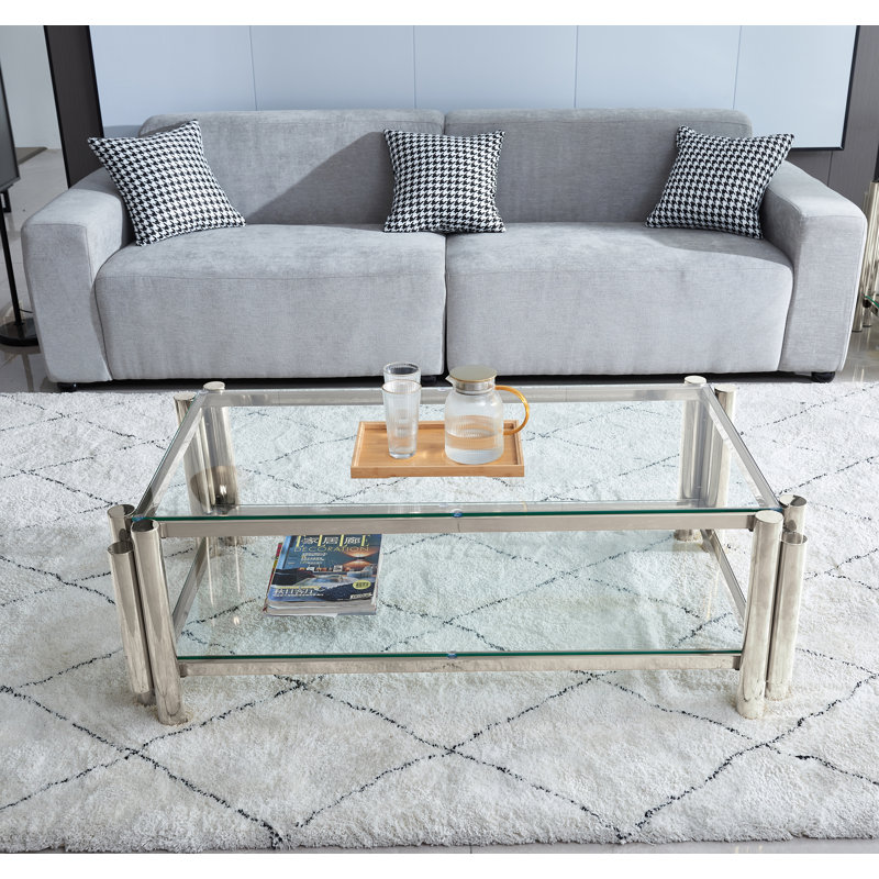 Table basse Allysah, Transparent, Argent