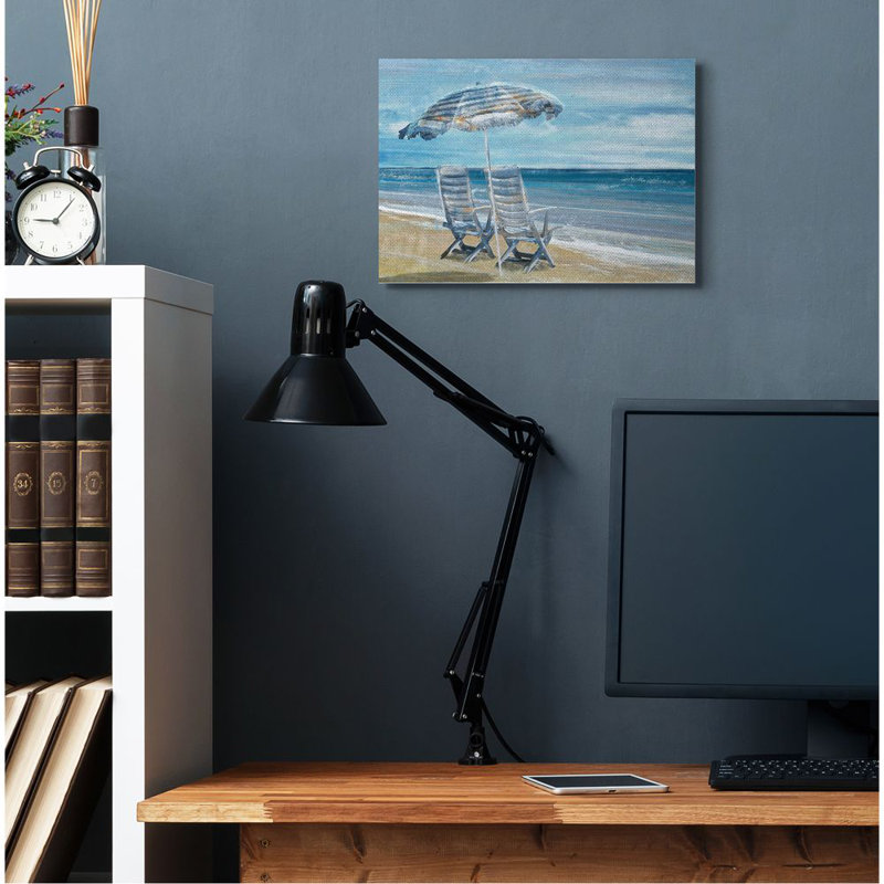 " Beach Lounge Sea Landscape ", Wrapped Canvas, 16" H x 20" W x 1.5" D