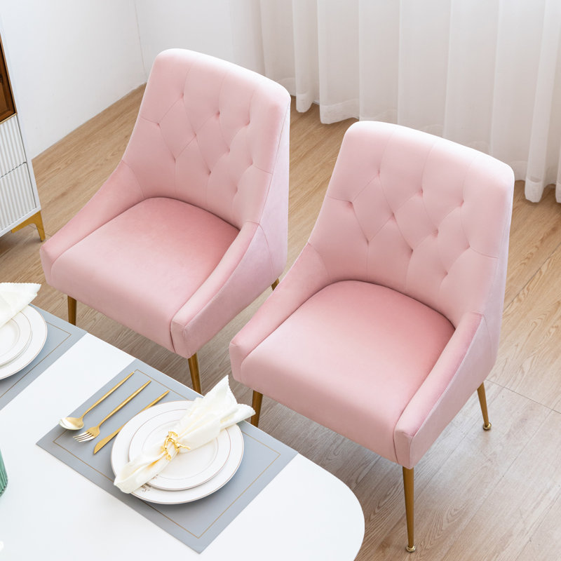 Eilis 30cm H Polyester Upholstered Upholstered Back Side Chair, Pink