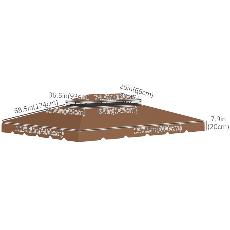 Outsunny Polyester Replacement Canopy for Gazebo, 12.8" x 9.5", Coffee
