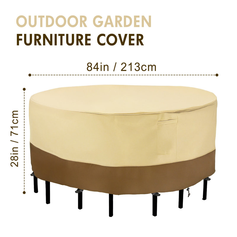 Outdoor Garden Furniture Cover, 420D Waterproof Patio Table and Chair Cover with Handles, 84×28H Inches, for Balcony Tables, Sofa Chairs, and Other Furniture