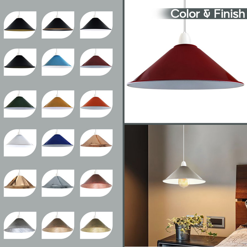 Veltri 10cm H Metal Cone Shape Pendant Shade ( Uno ), Burgandy