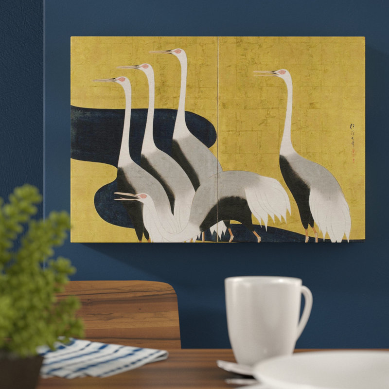 Cranes Oriental Japanese by - Wrapped Canvas, 40cm H x 60cm W