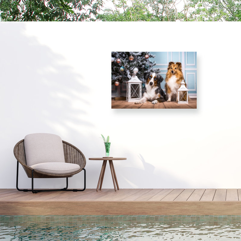 Toile pour l'extérieur Natalie Grosse Christmas Pups, H 12 po x l 19 po