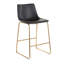 Tabouret de comptoir contemporain en métal doré et similicuir noir - ensemble de 2