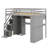 Space-Saving Loft Bed Frame with Integrated Wardrobe, Desk, Shelves and Lights-1209963436