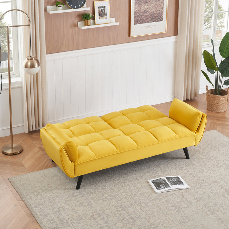 57 " Sofa  Soft Two Armrests, Yellow