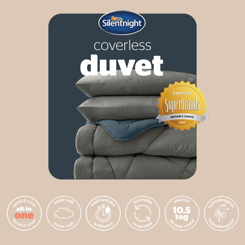 Silentnight Luxury Washed Coverless 10.5 Tog Duvet and Pillowcase, Blue, 3, Double Duvet Cover + 2 Standard Pillowcases