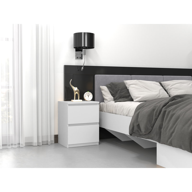 Delancey 40cm W Manufactured Wood Bedside Table, White