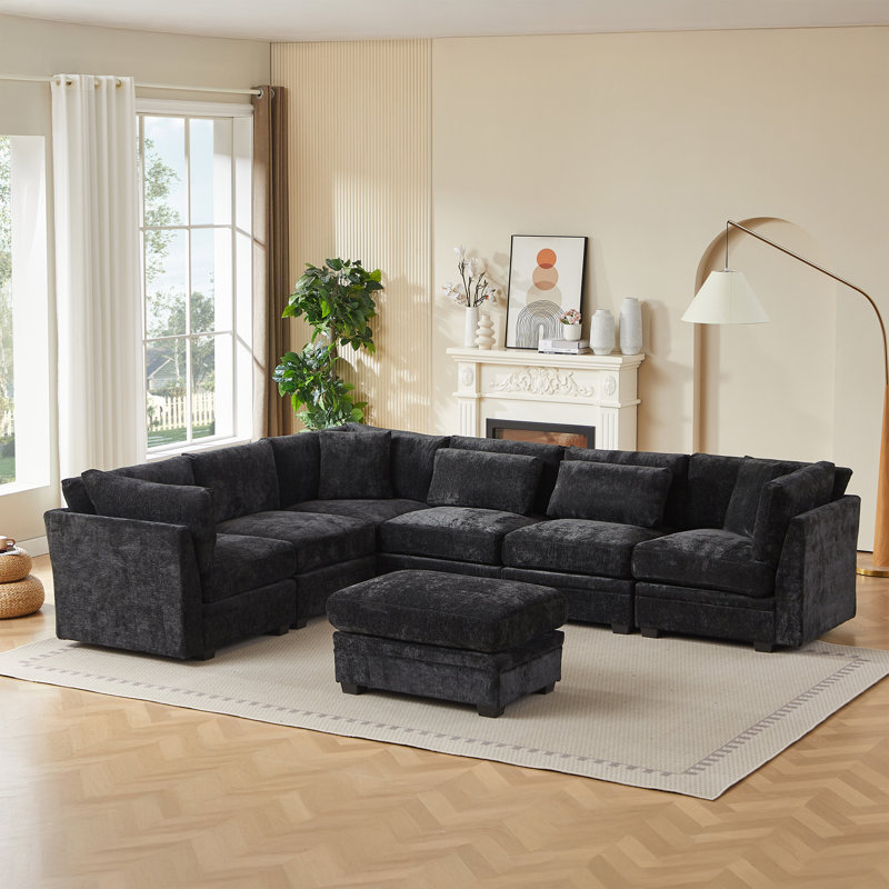 Canapé modulaire en tissu 7 pièces Dominguez