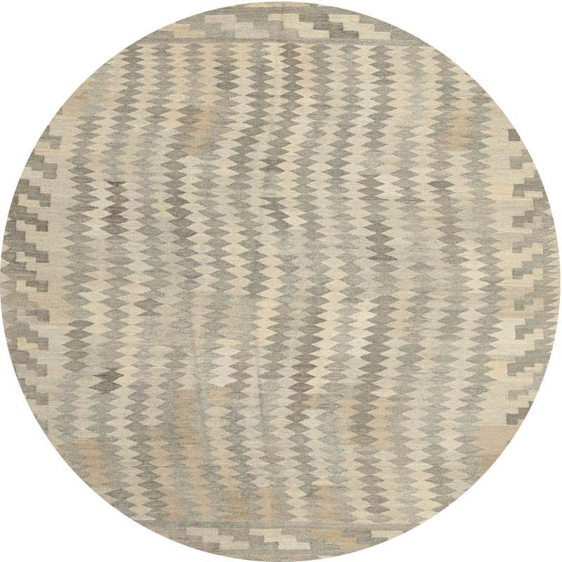 Tapis de zone d’olive clair contemporaine, Rond 5 pi