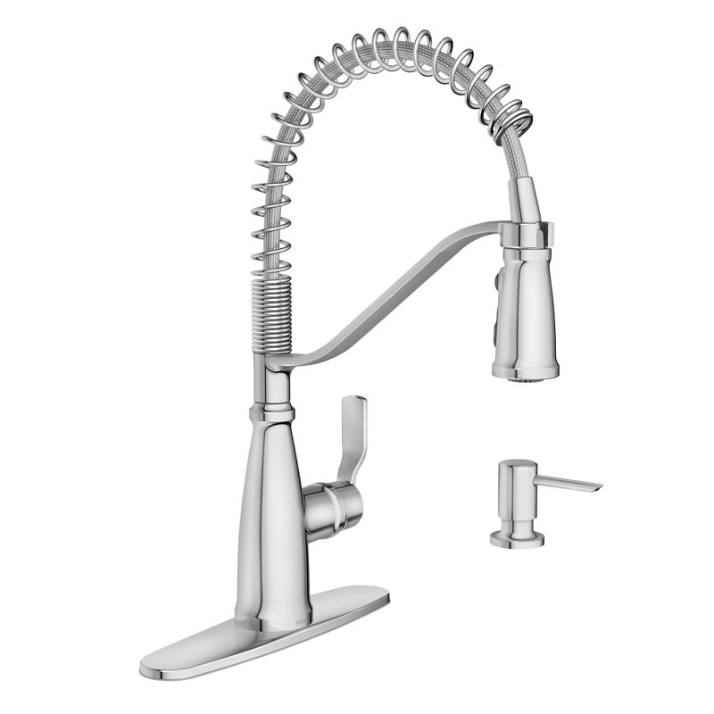 Moen Nolia Single Handle Pre-Rinse Spring Pulldown Kitchen Faucet, Chrome