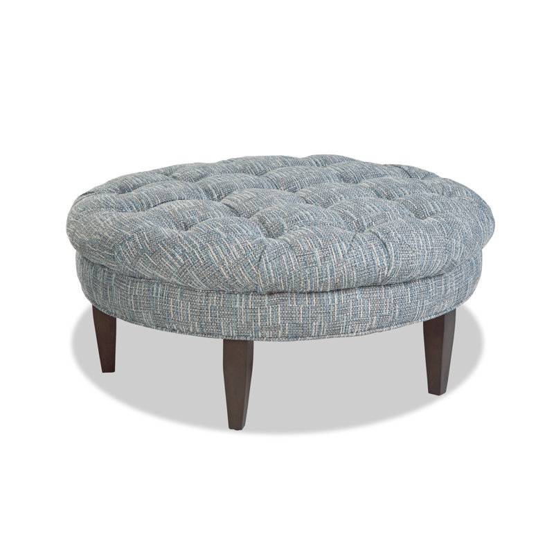 Cassia Upholstered Ottoman, Blue Polyester