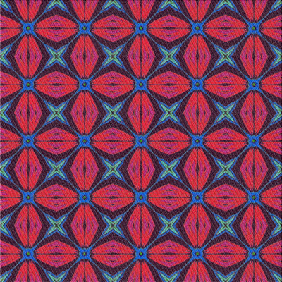 Rouge géométrique/Tapis décoratif bleu