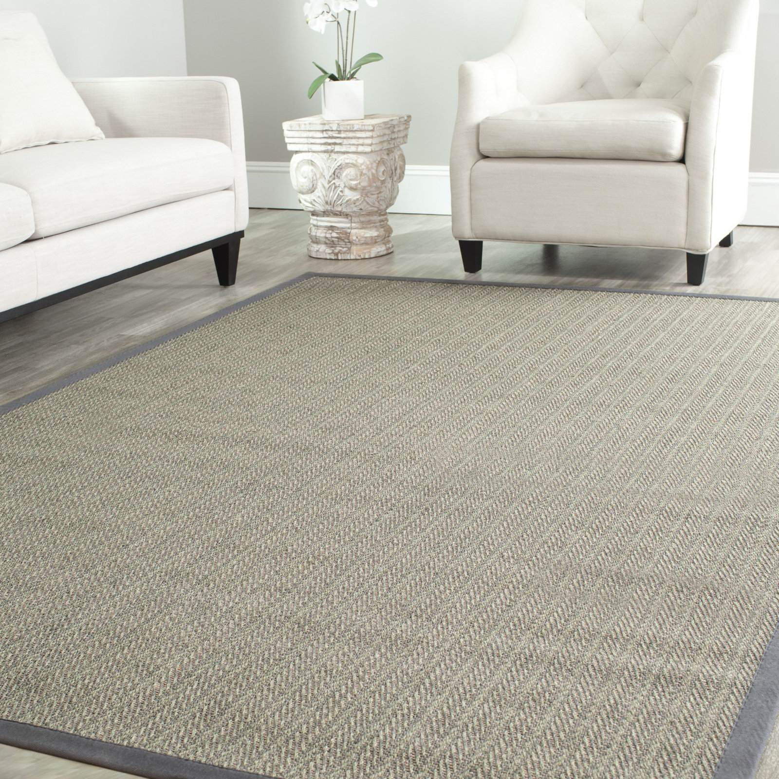 Brown Gray Jute Rug, Rectangle 6' x 9'