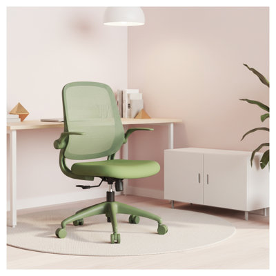 Chaise de bureau ergonomique en filet avec accoudoirs rabattables Sage Green