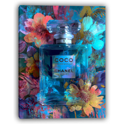 Floral Reflections - bouteille de parfum, toile Pop Art
