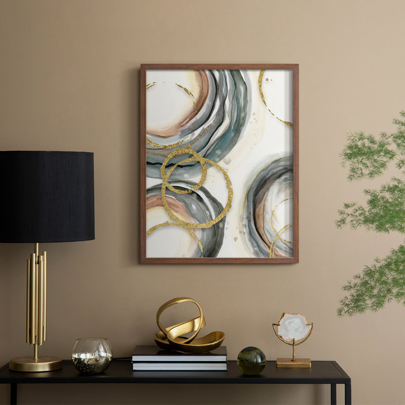 «Gold Elasticity I», reproduction encadrée - bois massif, H 15 po x l 12 po, Noyer