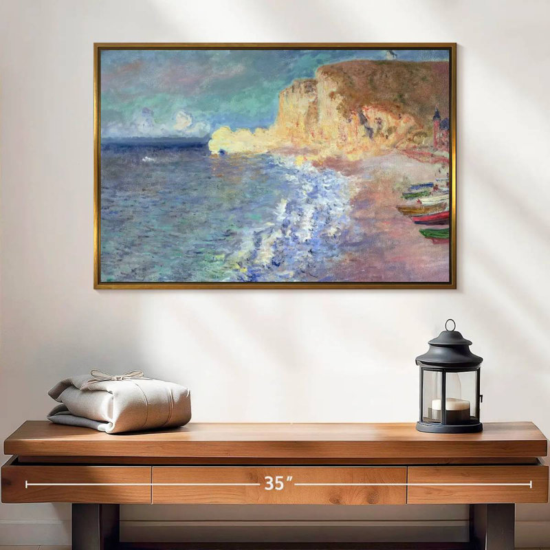 Morning At Etretat, 25" X 17", Floating Frame Gold