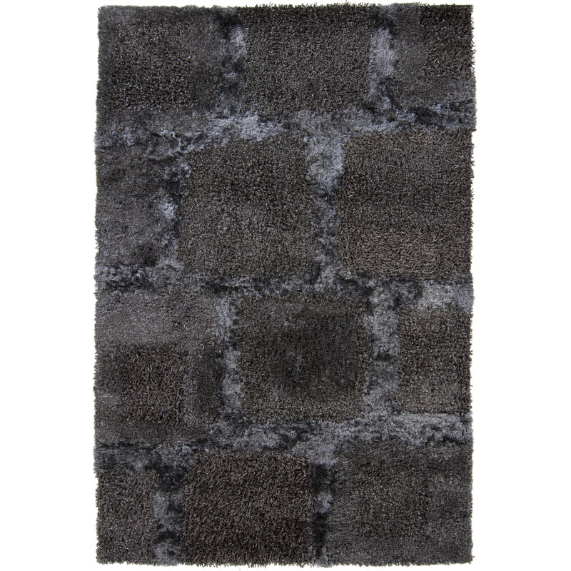 Areva Shag Black Area Rug, Rectangle 5' x 7'6"