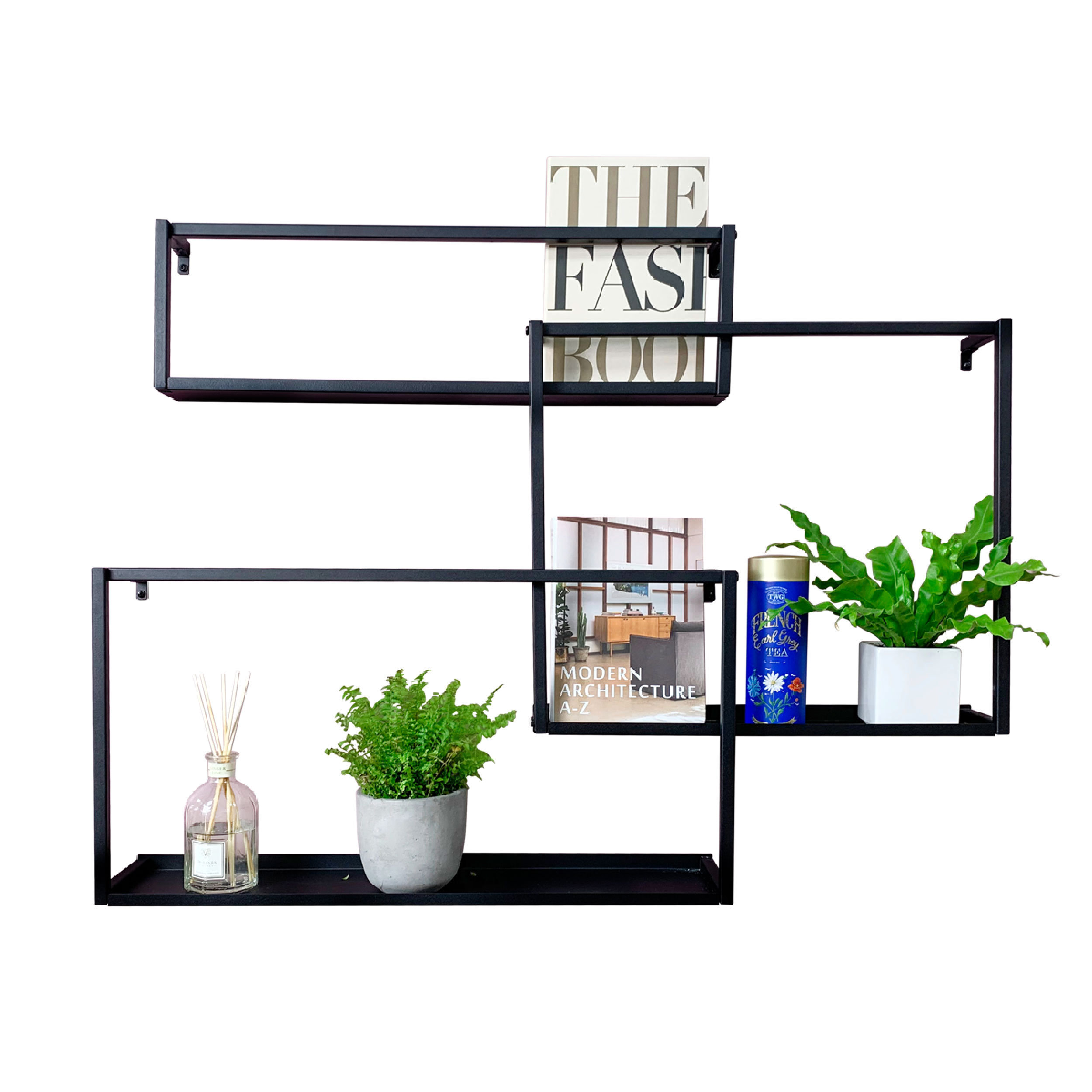 Rhodes 4 Tier Modern Floating Windowsill Wall Shelf Wade Logan Finish: Black