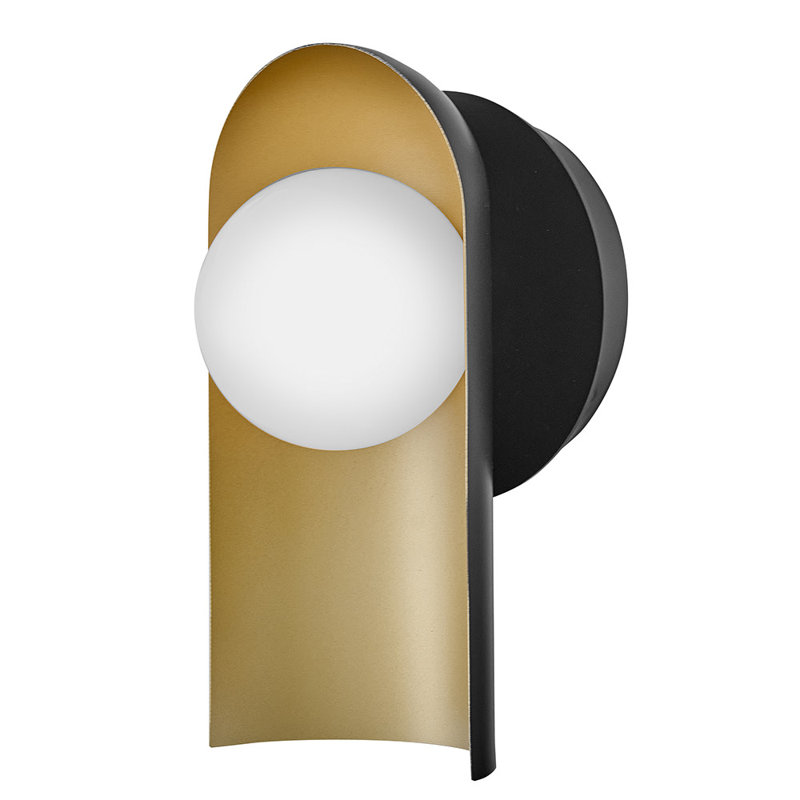 Medium Single Light Wall Sconce with Lacquered Brass Interior, Black;Bronze