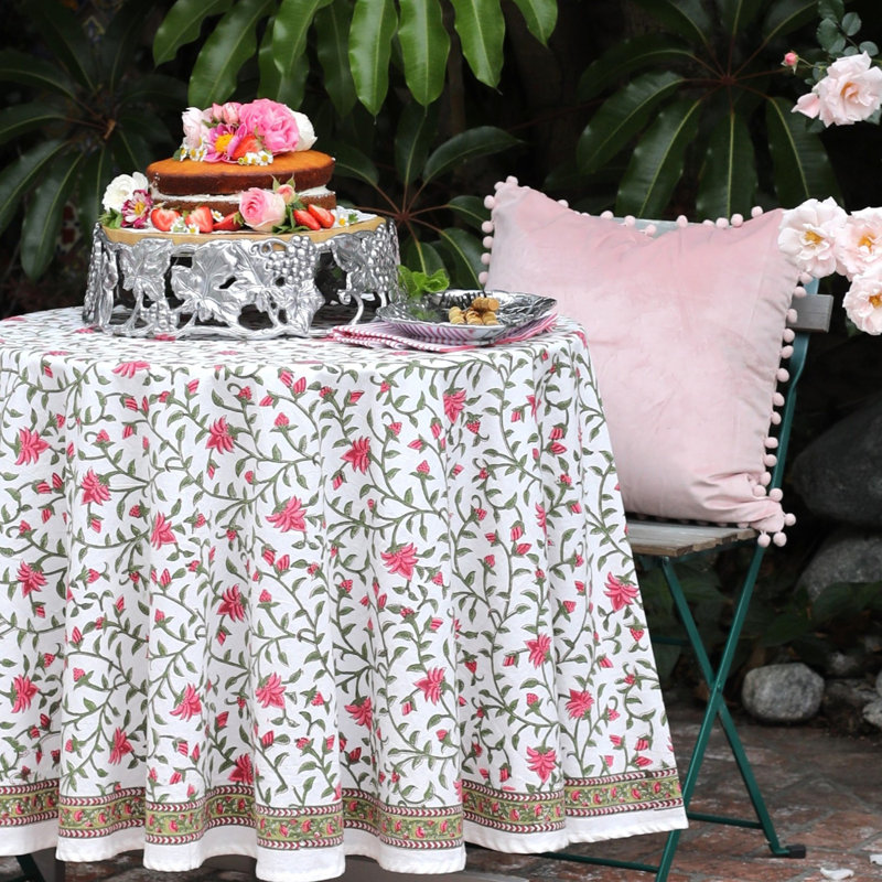 Pink Ivy Round Tablecloth, 70" Round