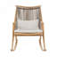 Chaise berçante d'extérieur - Structure en fer robuste au fini érable, dossier en rotin PE gris et coussin gris clair