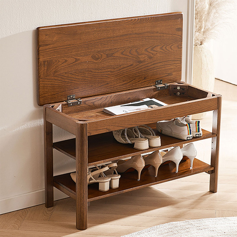 Banc à langer tout en bois brun, H 19,29 po x l 23,62 po x P 13,78 po