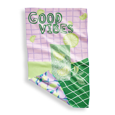 Super Absorbent Kitchen Towel Everyday Good Vibes Dishtowel Multi 80% Recycled Polyester 18 x 30 in