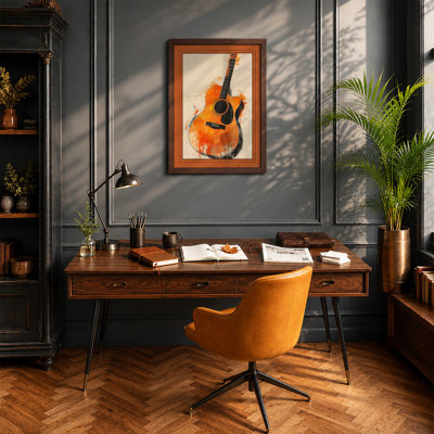Guitar in Watercolour Modern - Framed Print