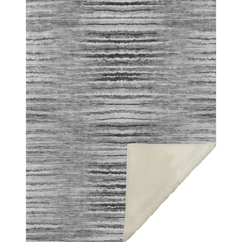 Jeté à rayures Addison Sherpa ASB604, Argent argent