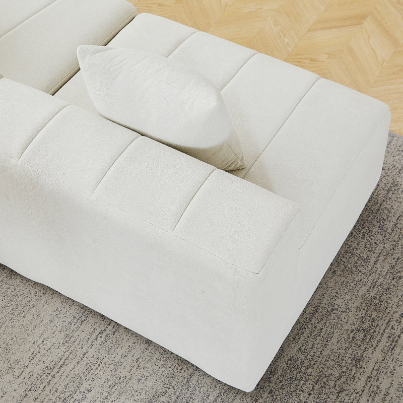 Canapé modulaire modulaire avec 2 coussins pour le salon, la chambre à coucher, le bureau, Beige