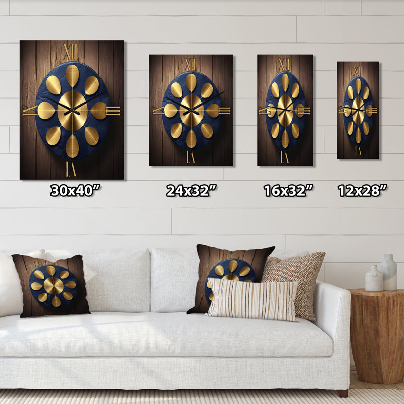Horloge murale sacrée géométrique sacrée bleue II, H 28 po x l 12 po x P 1 po