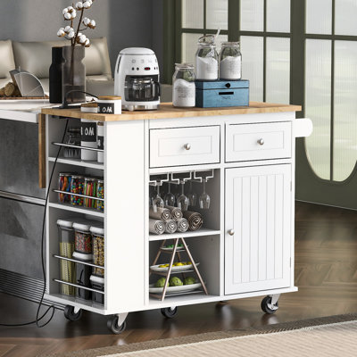 Power Outlet Installed Kitchen Island With Drop. Black. Adjustable Shelves, Wine Storage. Convenient Mobility Black Storage Cart . Foldable Drop Leaf, Stand,