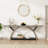 2-Tier Console Table, 70.86" Entryway Table with Half Moon Frame-1428235098