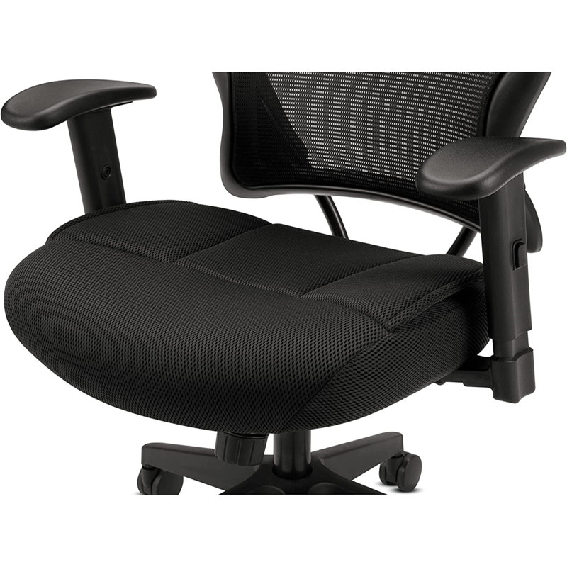 ErgoComfort High-Back Black Mesh Swivel Task Chair with Adjustable Arms