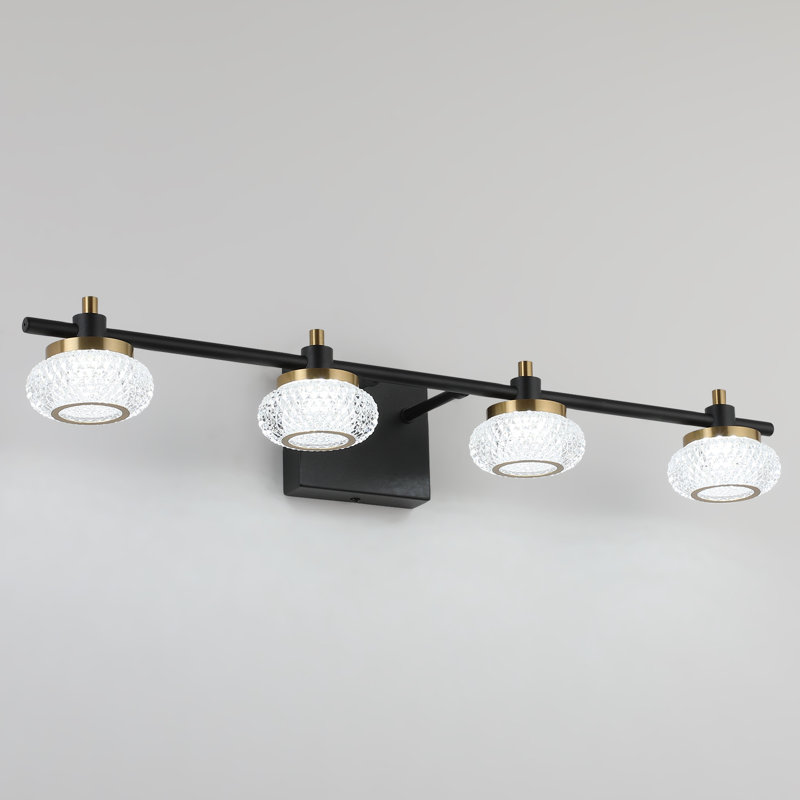 LED Black Bathroom Vanity Light with Clear Acrylic Shade, High Transmittance and Dimmable 5500K, 4