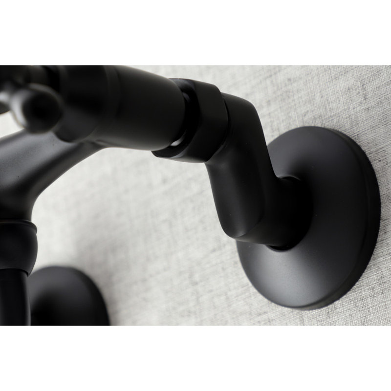 Kingston Brass Kingston Two-Handle 2-Hole Wall Mount Bathroom Faucet, Matte Black