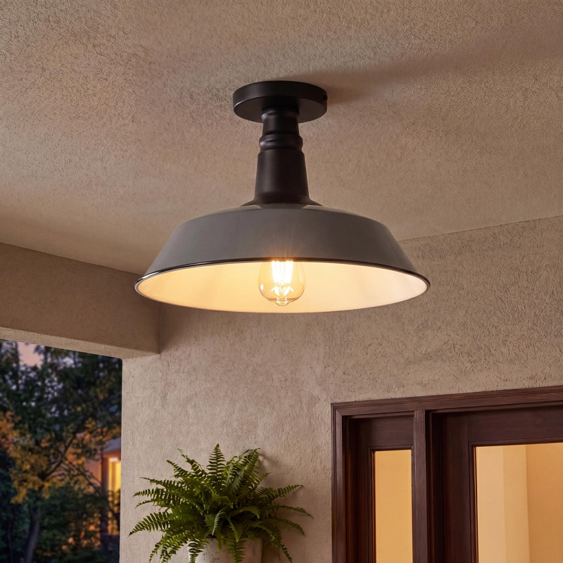 Plafonnier semi-encastré 1 lumière 14 po, Gris