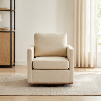 Fauteuil d'appoint carré pivotant à 360 degrés, fauteuil simple confortable avec base en bois fini patiné, fauteuil de lecture polyvalent Club Lounge