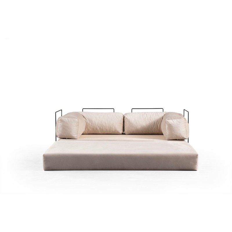 Canapé-lit polyvalent 2 places, couleur crème, 78,7 po x 39,4 po x 31,5 po | Structure entièrement en mousse avec 28 mousses en mousse à densité moyenne | Tissu 100% polyester, nettoyage à sec | Pieds thermolaqués en métal Easy-Move pour des configurations illimitées