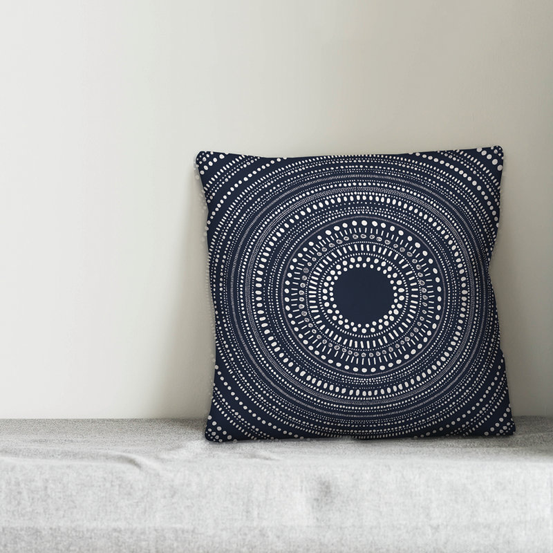 Damask Reversible Throw Pillow, 18" x 18", Navy