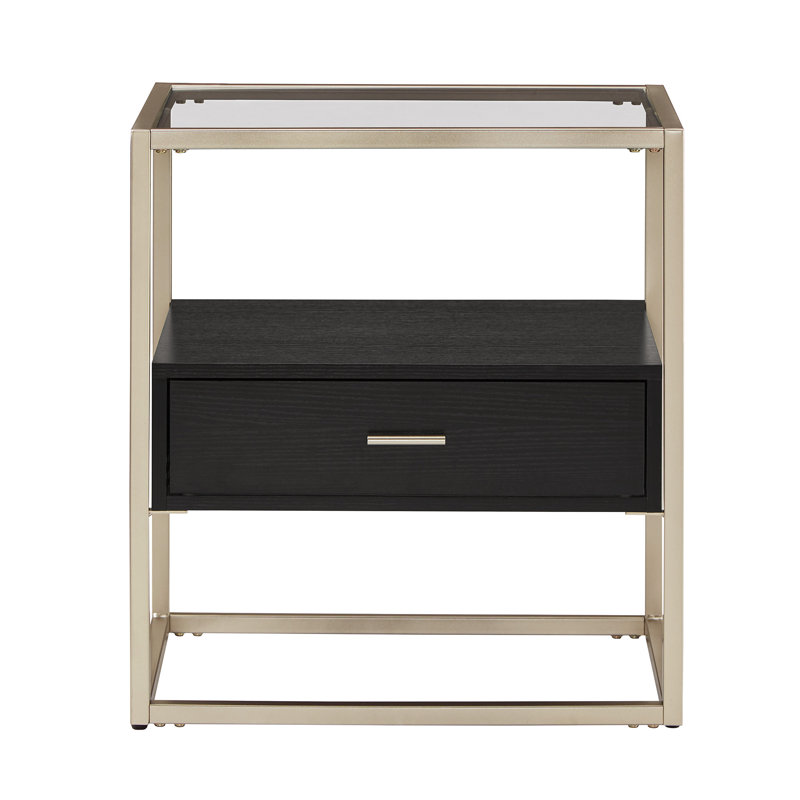 Phelim Glass Top End Table with Storage