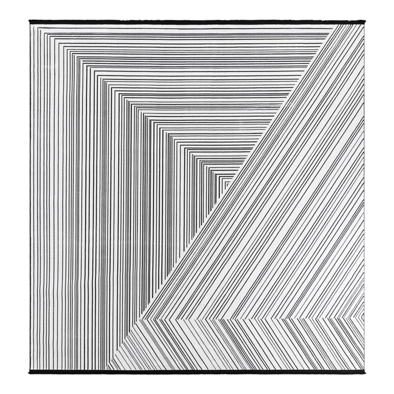 Bralin Geometric Machine Made Polyester Area Rug in Black/White, Square 10'