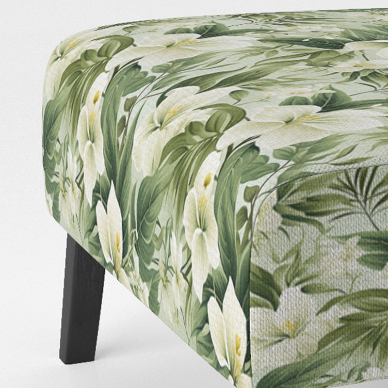 Fauteuil de chambre rembourré C, Motif tropical floral minimaliste II