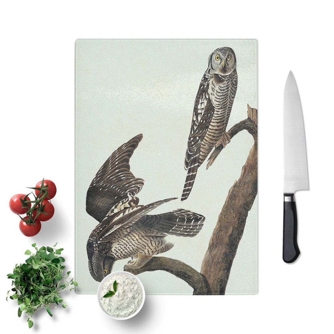 Glass Hawk Owls by John James Audubon Chopping Board