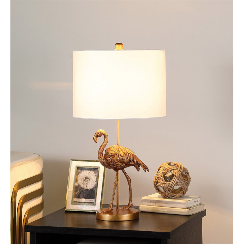 Lampe de table 26 po en résine flamant doré mat