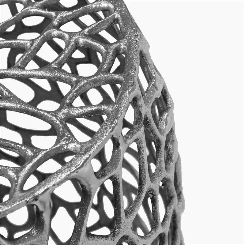 Table de bout cylindrique en aluminium avec motif complexe - Nickel argenté, Nickel
